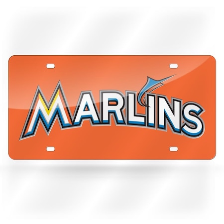 Signed And Sealed Miami Marlins Laser Cut License Plate, Light Orange SI3350200